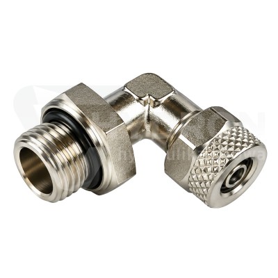 Przejdź do produktu Złączka skręcana kątowa GZ1/8 na wąż 6/4 mm metal