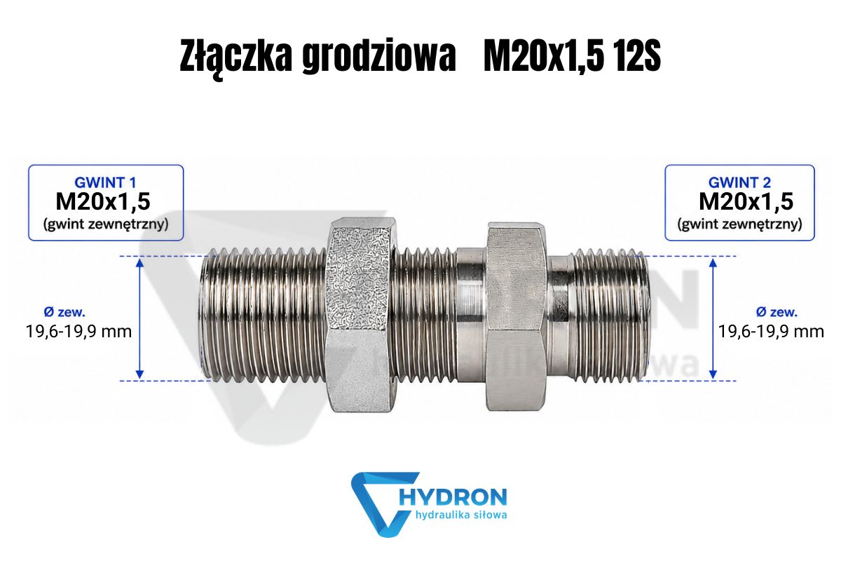 Złączka grodziowa   M20-1-5 12S schemat gwintow
