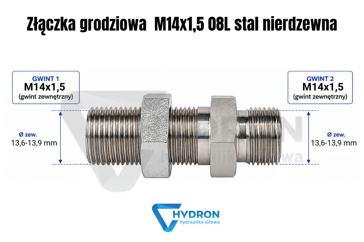 Złączka grodziowa  M14-1-5 08L stal nierdzewna