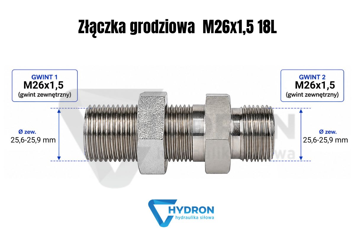 Złączka grodziowa  M26-1-5 18L schemat gwintow