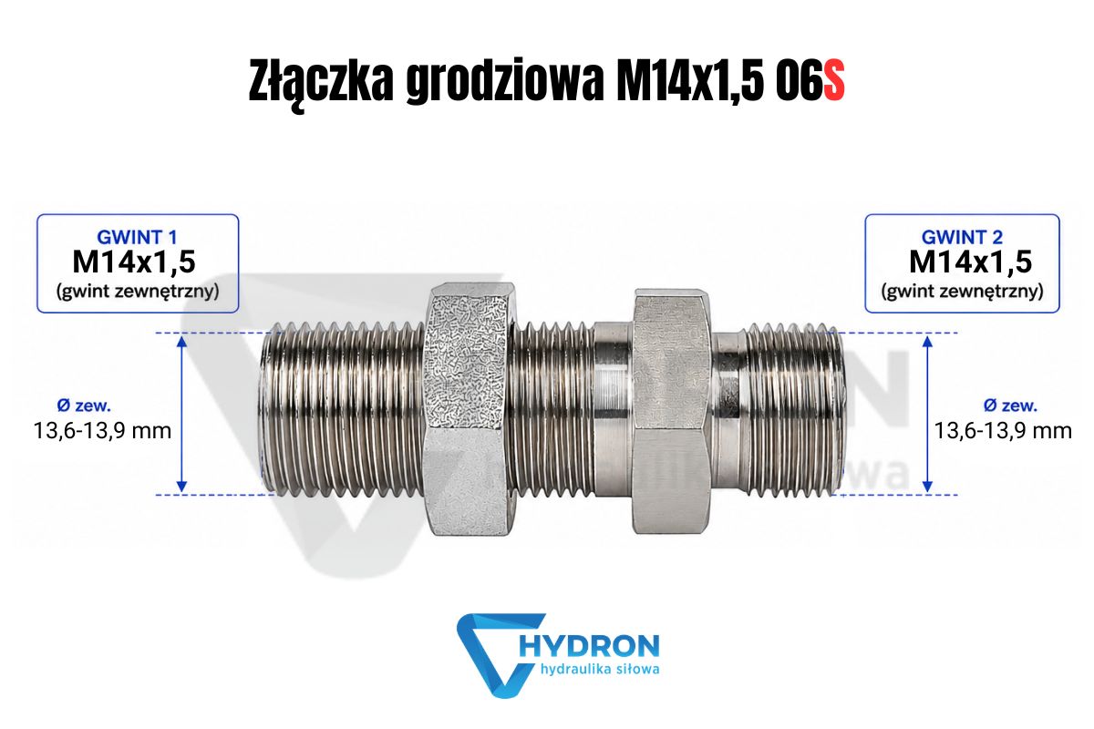 Złączka grodziowa M14x1-5 06S schemat gwintów