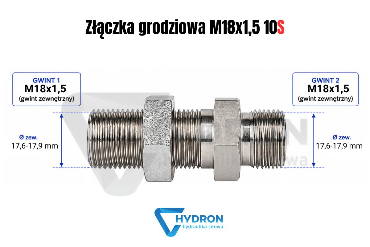 Złączka grodziowa M18x1-5 10S schemat gwintow