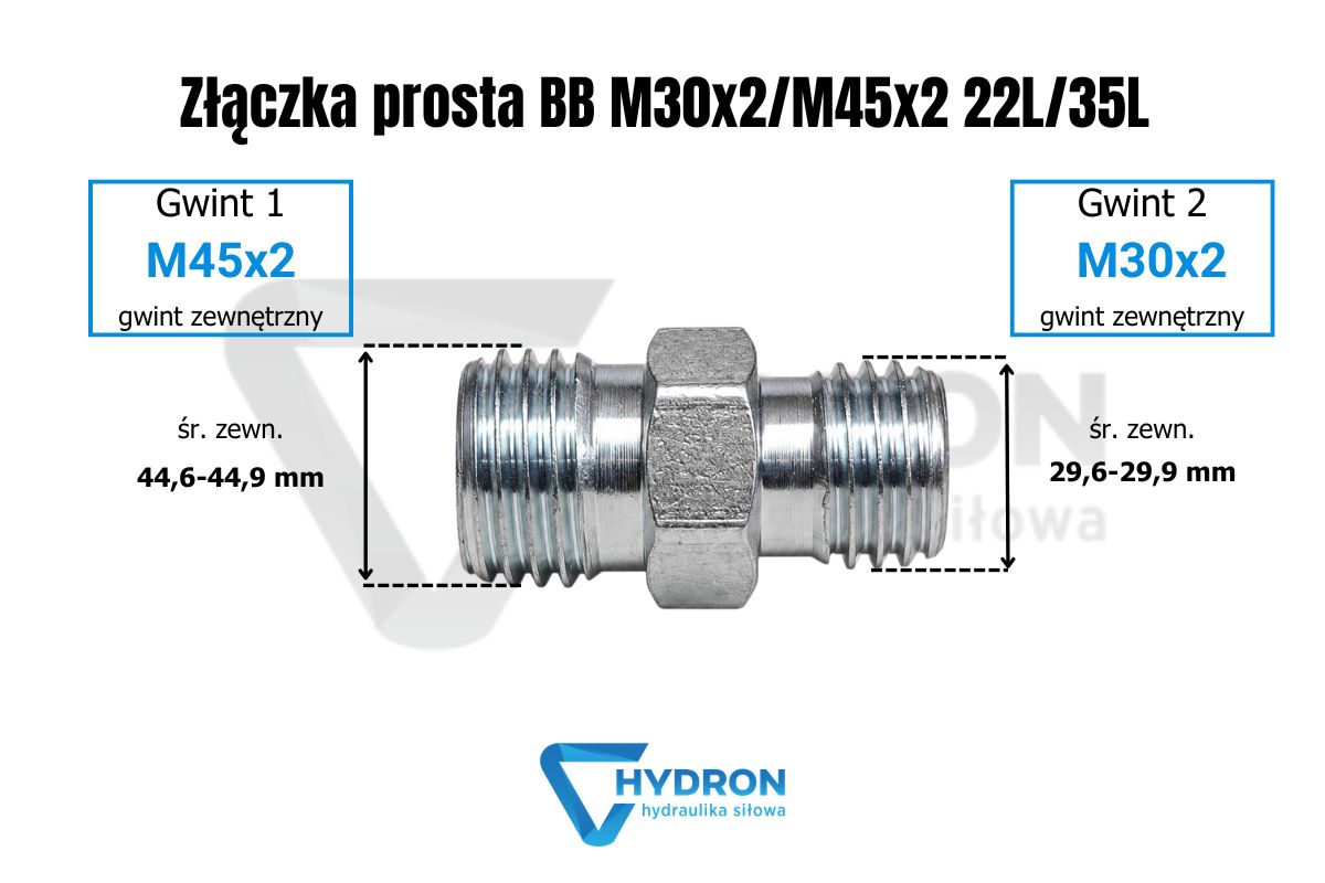 Złączka prosta BB M30x2-M45x2 22L-35L