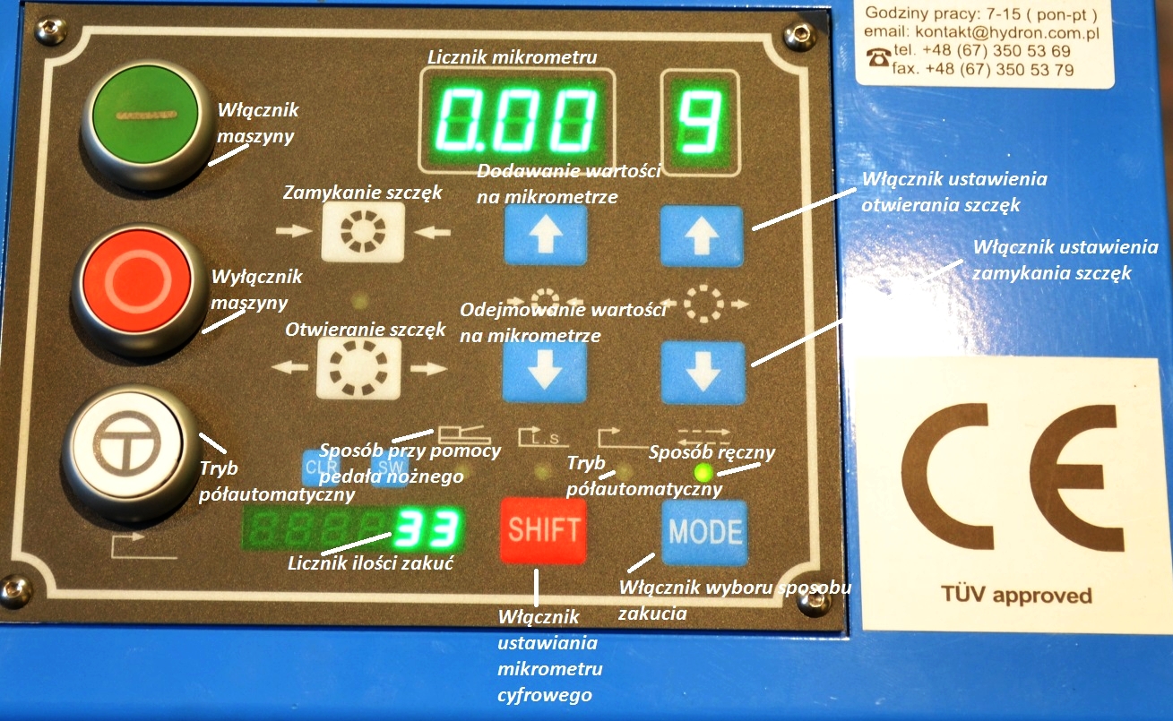 panel sterowania w zakuwarce cyfrowej - samway p32d