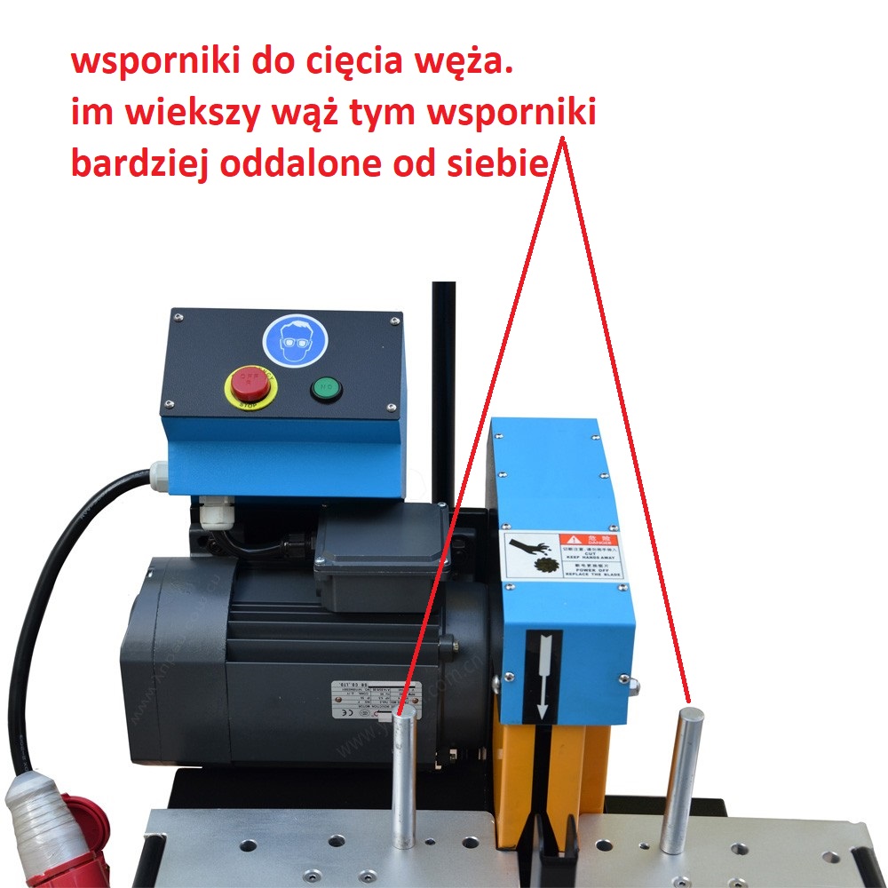wsporniki w przecinarce do węży hydraulicznych - prawidłowe cięcie węży
