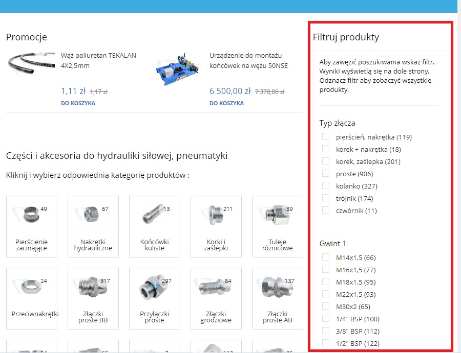 wyszukiwanie po filtrach