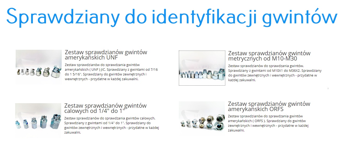 Zestawy sprawdzianów do gwintów